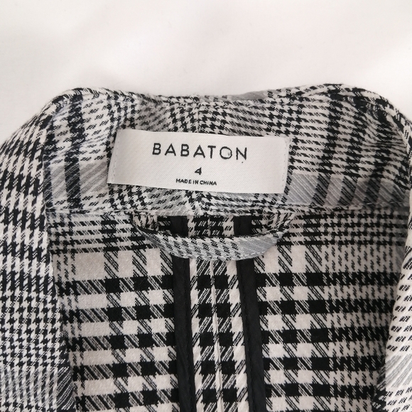 Aritzia Babaton Power Hip Blazer Black White Plaid Houndstooth Crepe 4 - Picture 13 of 17
